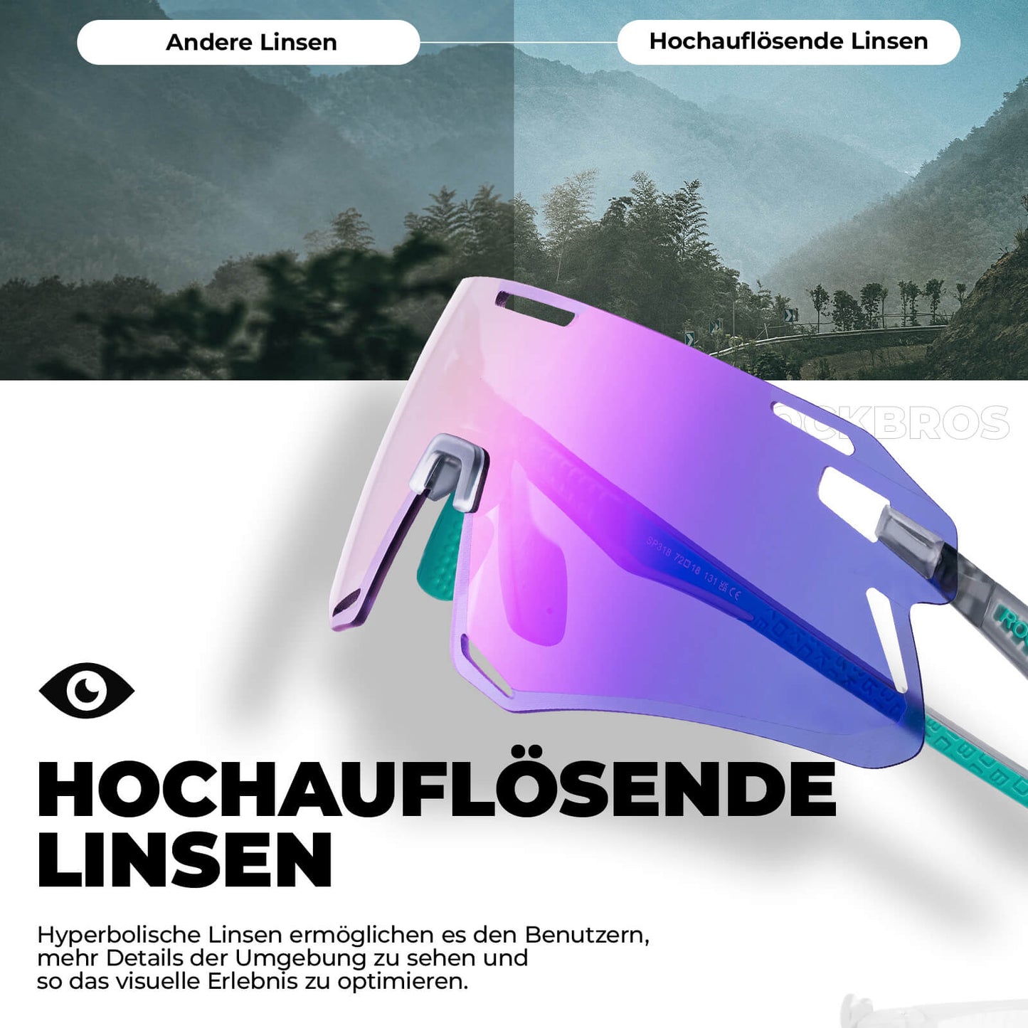 Zonnebril, winddichte fietsbril voor buitensporten, ROCKBROS