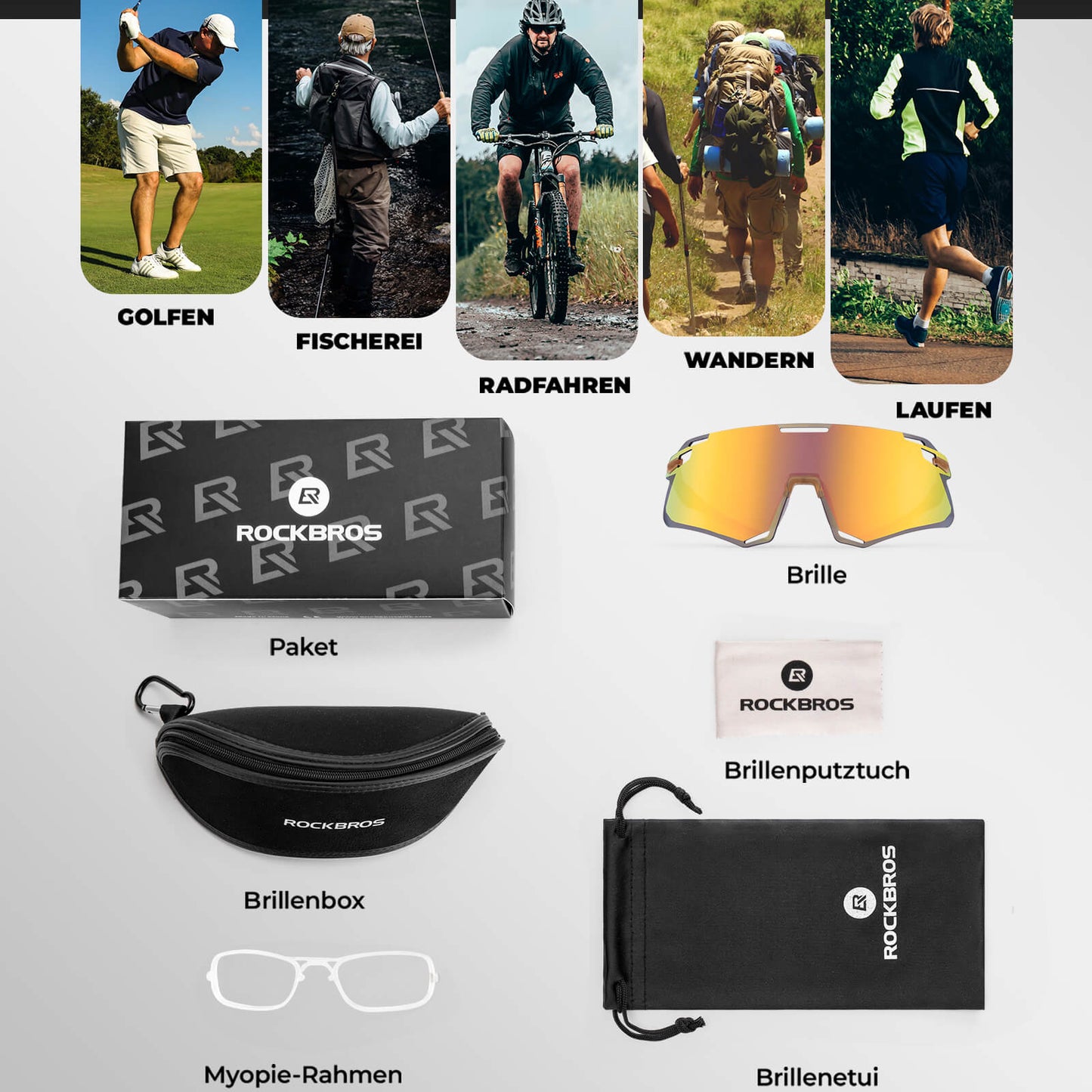Zonnebril, winddichte fietsbril voor buitensporten, ROCKBROS