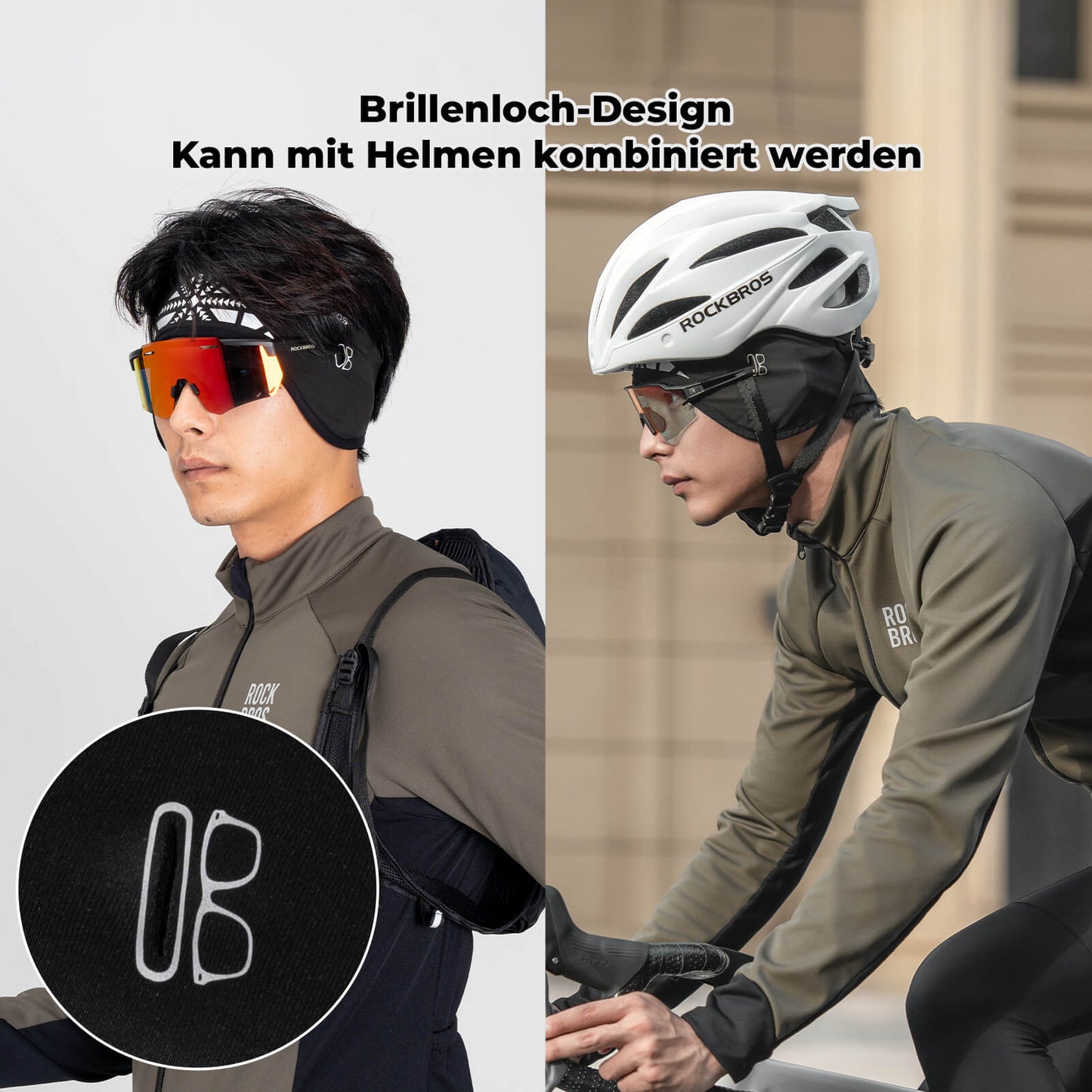 Elastische winterhoofdband met klittenbandsluiting, oorwarmer, unisex, ROCKBROS