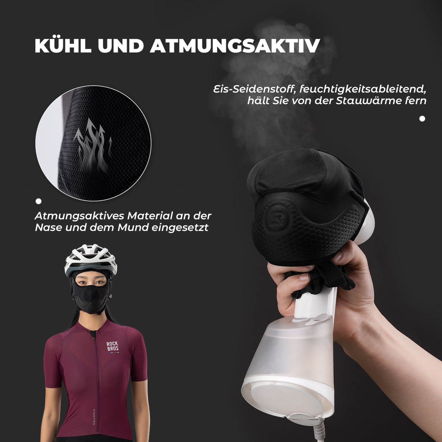 Gevoerde bivakmutsen, gezichtsbescherming voor de zomer, elastisch, ROCKBROS