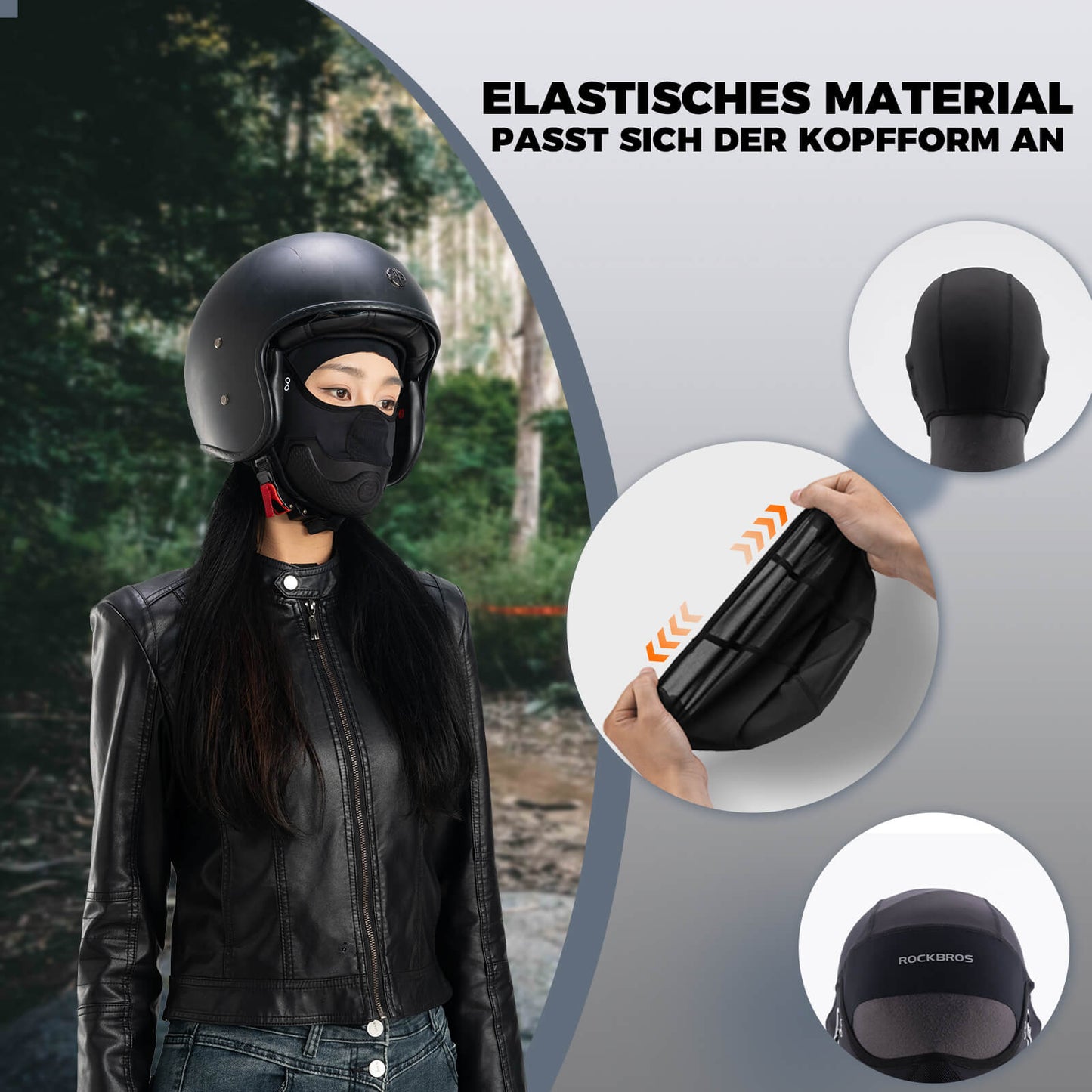 Gevoerde bivakmutsen, gezichtsbescherming voor de zomer, elastisch, ROCKBROS