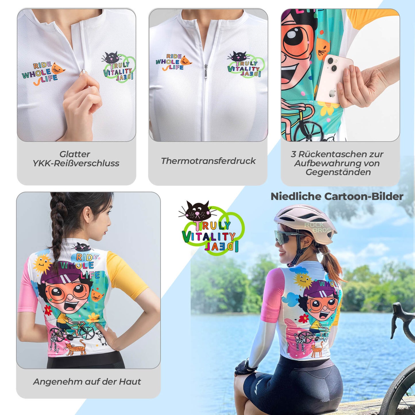 TVI damesfietsjersey met korte mouwen, fietskleding, sneldrogend, ROCKBROS