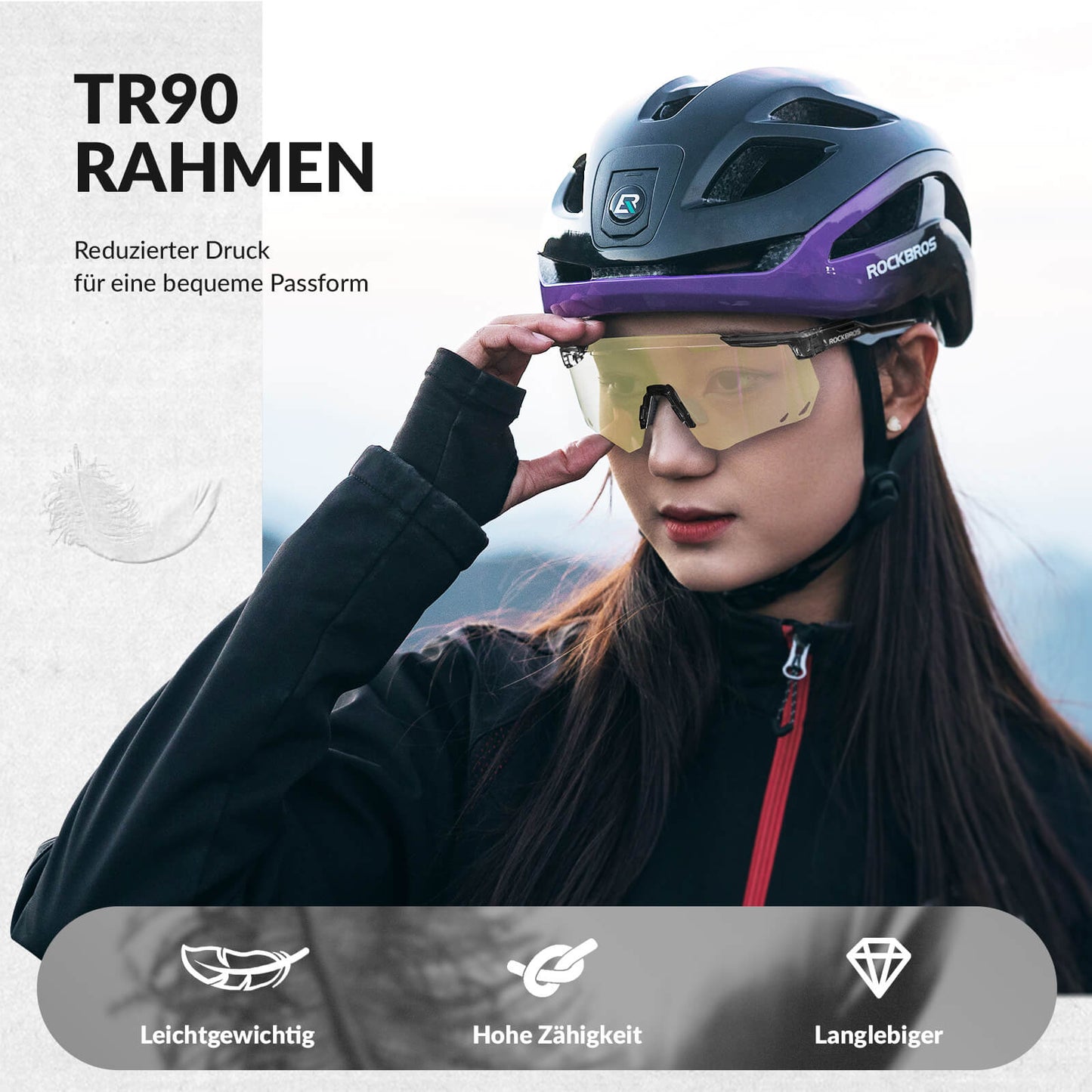 Ultralichte fietsbril, meekleurende zonnebril met UV400-bescherming, ROCKBROS