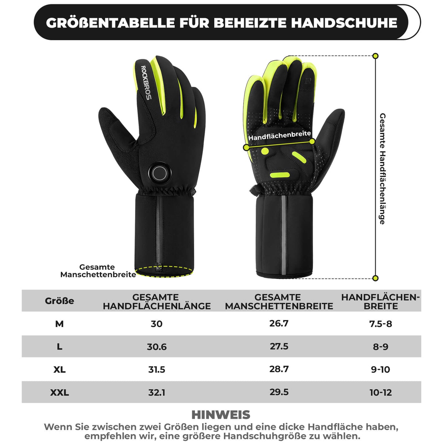 Verwarmde fietshandschoenen voor de winter, touchscreen handschoenen maat M-2XL ROCKBROS