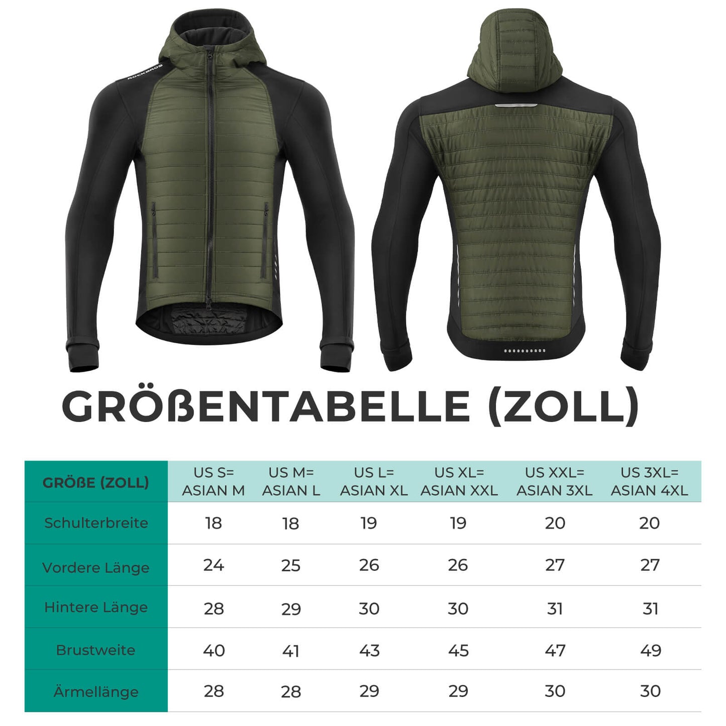 Winterfietsjas voor heren, winddichte thermische softshelljas met capuchon, ROCKBROS
