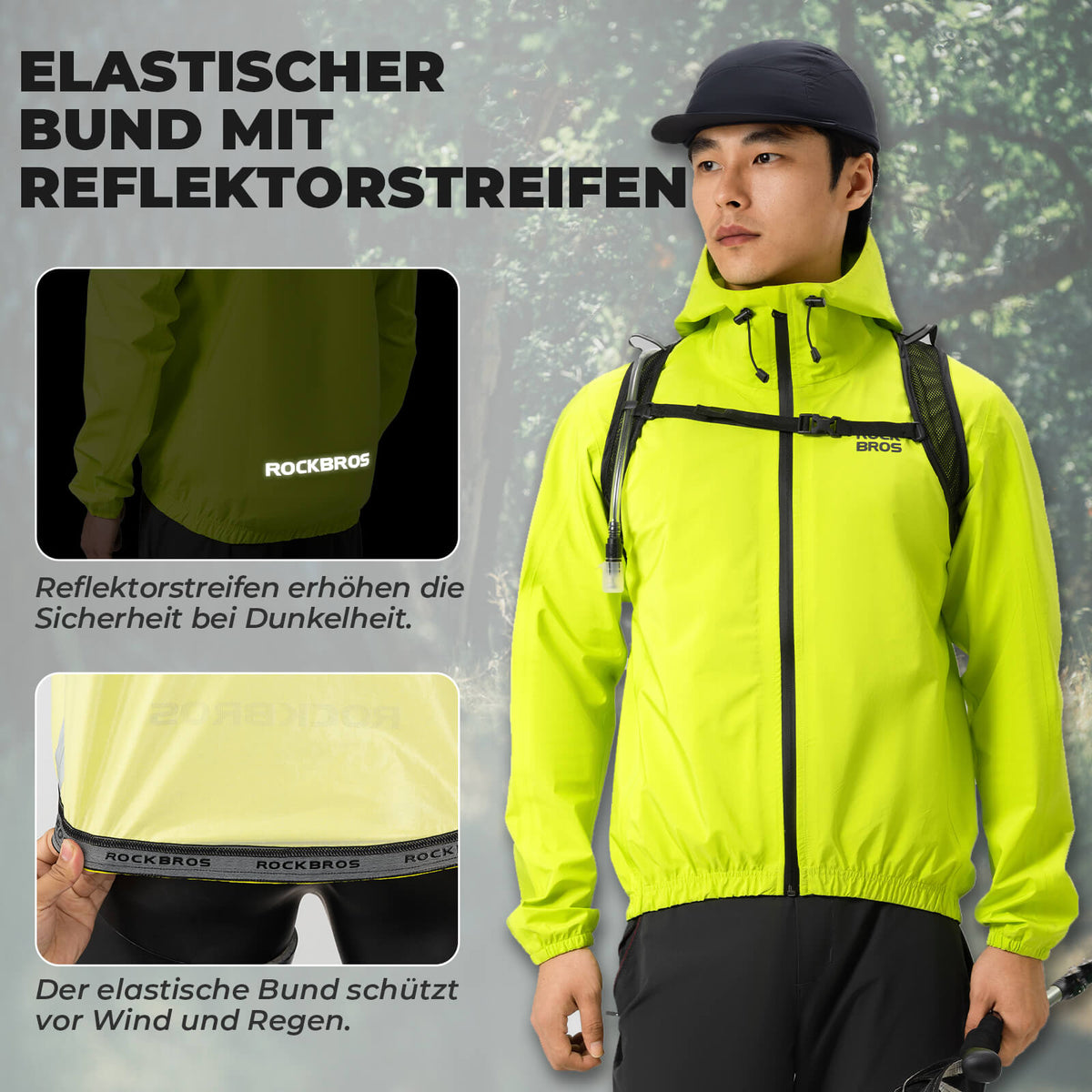 ROCKBROS Neon Geel Jas Regenjas Licht Waterdicht 0-15° Heren/Dames