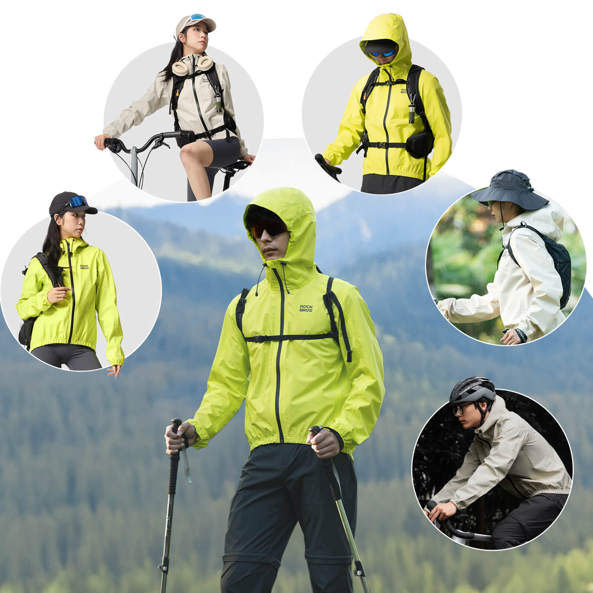 ROCKBROS Neon Geel Jas Regenjas Licht Waterdicht 0-15° Heren/Dames
