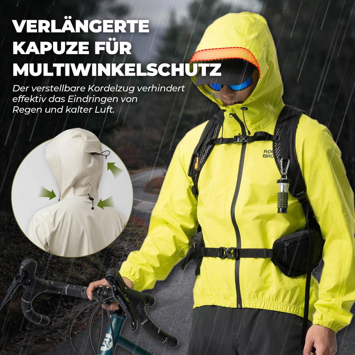 ROCKBROS Neon Geel Jas Regenjas Licht Waterdicht 0-15° Heren/Dames