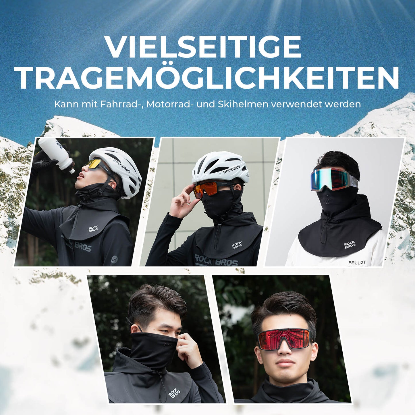 Winterse bivakmuts, warme winddichte bivakmuts voor mannen en vrouwen, ROCKBROS