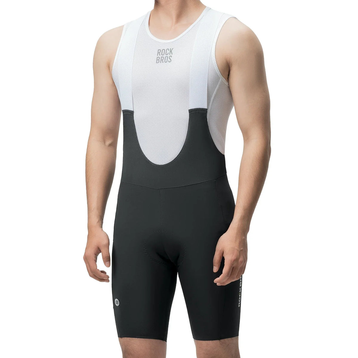 ROCKBROS Fietsbroek Heren Gevoerd, Korte Fietshandschoenenbroek, Bib Shorts met Bretels, Wielrenner Broek met Bretels