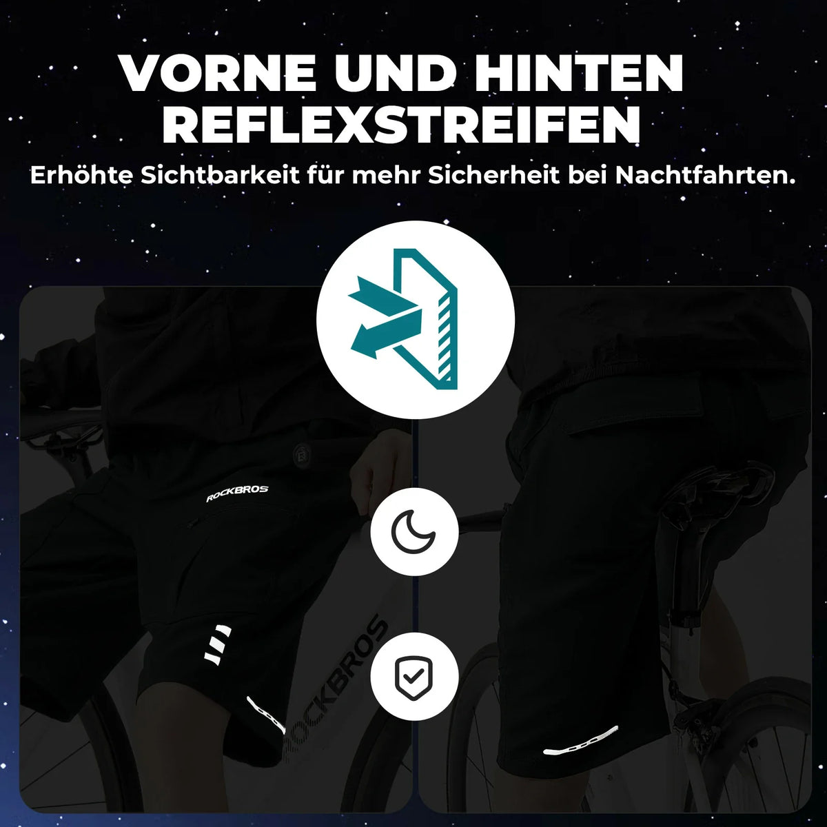 ROCKBROS Fietsbroek Heren Gevoerde Fietsbroek met Zitkussen 4D