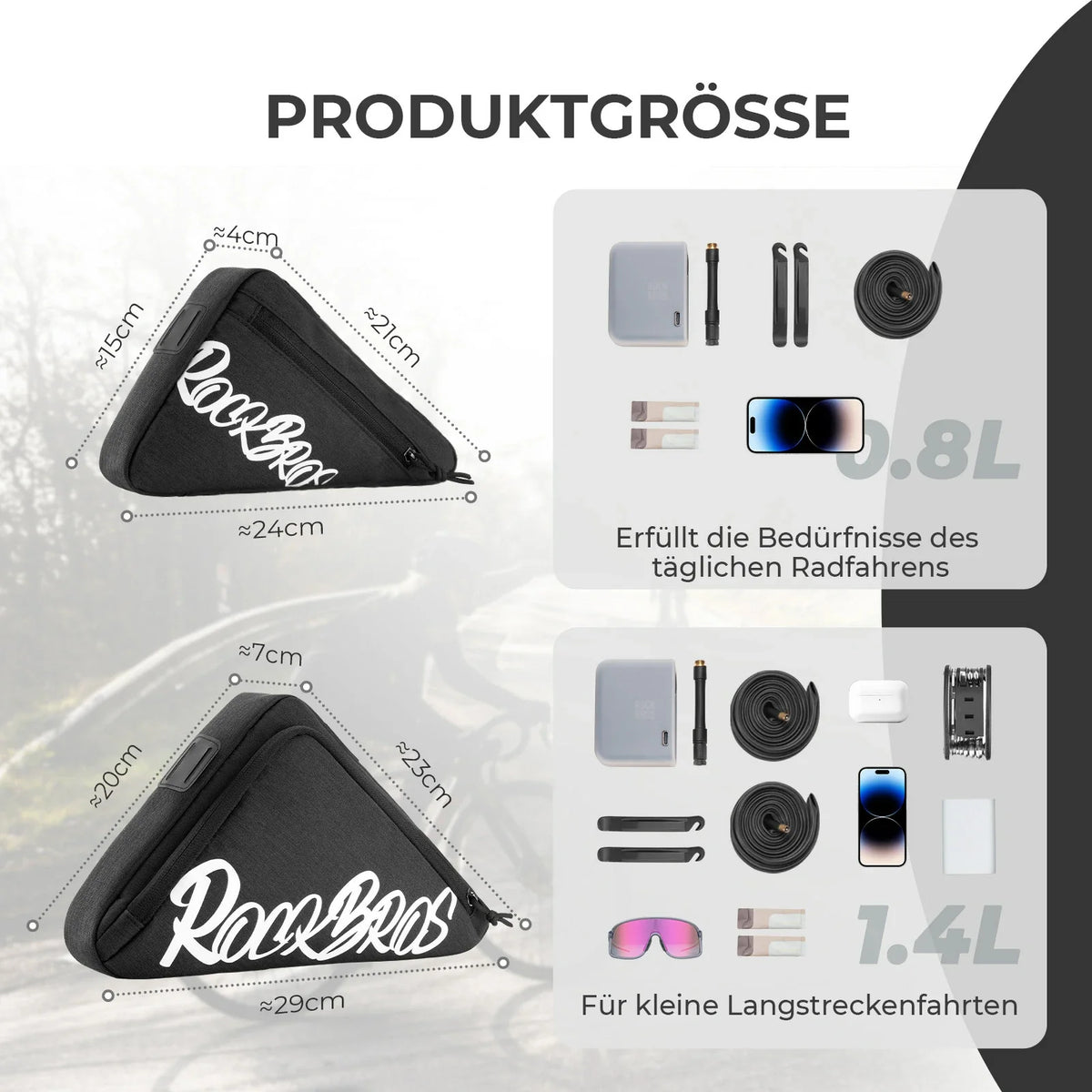 ROCKBROS Frametas Fiets Driehoekstas 0.8L–1.4L