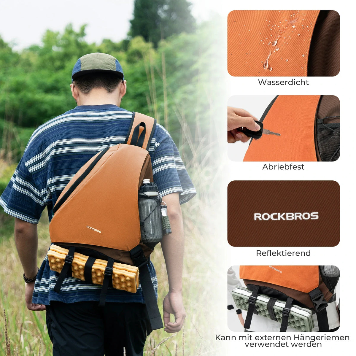 ROCKBROS Sling Bag Groot, Sling Rugzak met Magnetische Sluiting, Crossbody-tas