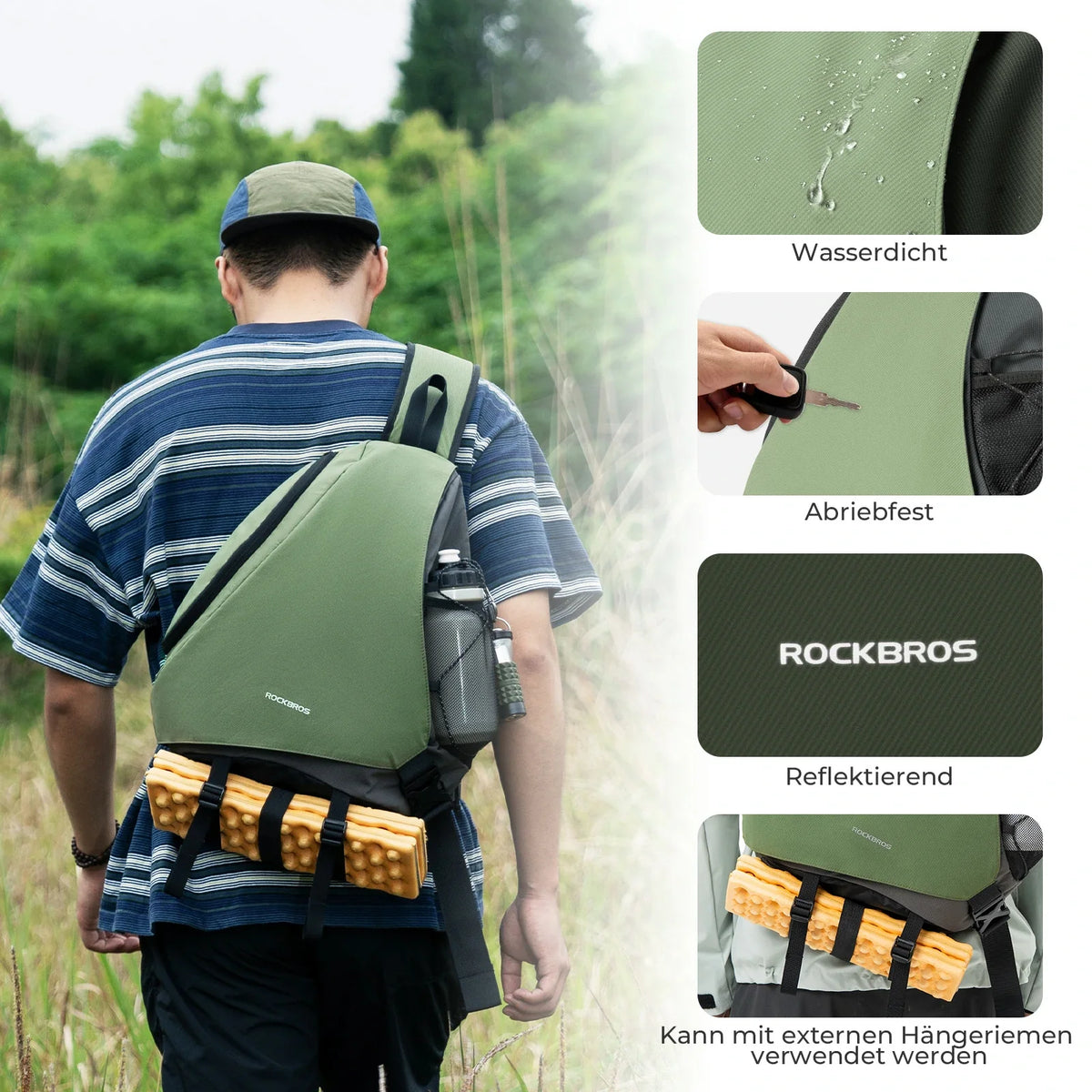 ROCKBROS Sling Bag Groot, Sling Rugzak met Magnetische Sluiting, Crossbody-tas