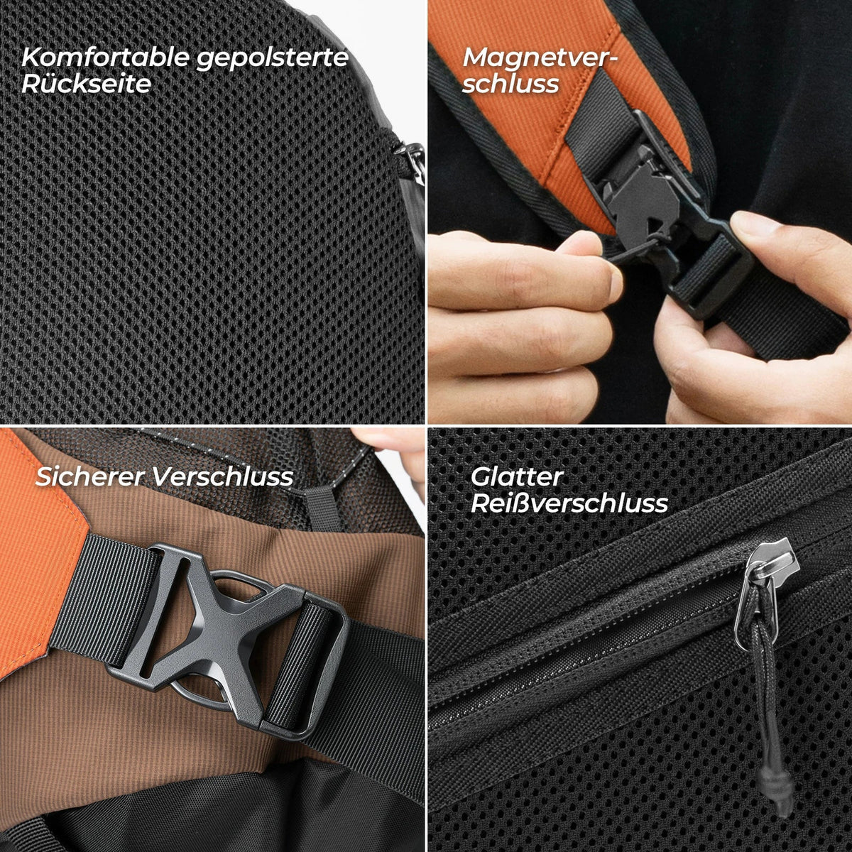 ROCKBROS Sling Bag Groot, Sling Rugzak met Magnetische Sluiting, Crossbody-tas
