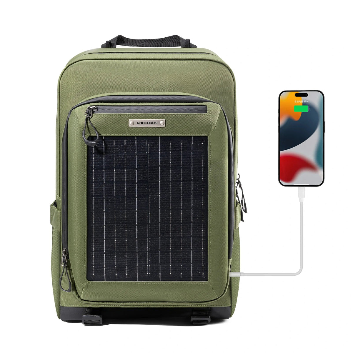 ROCKBROS Zonnestralenrugzak Solar Rugzak 20L met Flexibel Afneembaar 10V 14W