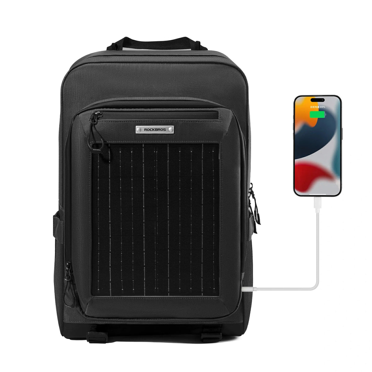ROCKBROS Zonnestralenrugzak Solar Rugzak 20L met Flexibel Afneembaar 10V 14W