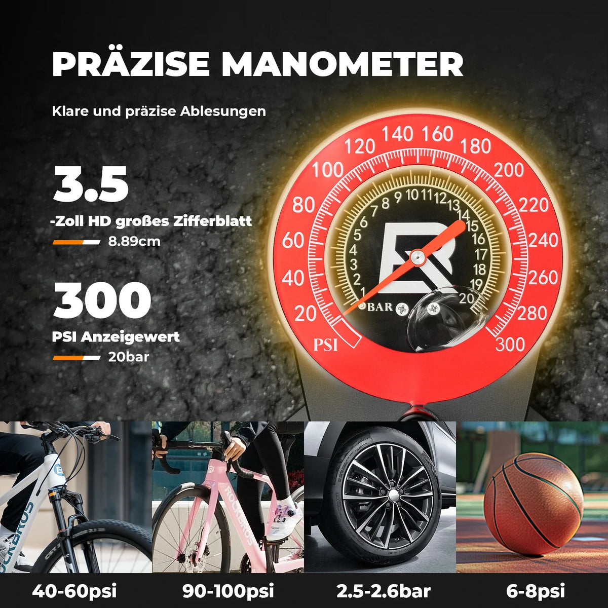 ROCKBROS Standpomp voor fiets 240PSI met manometer