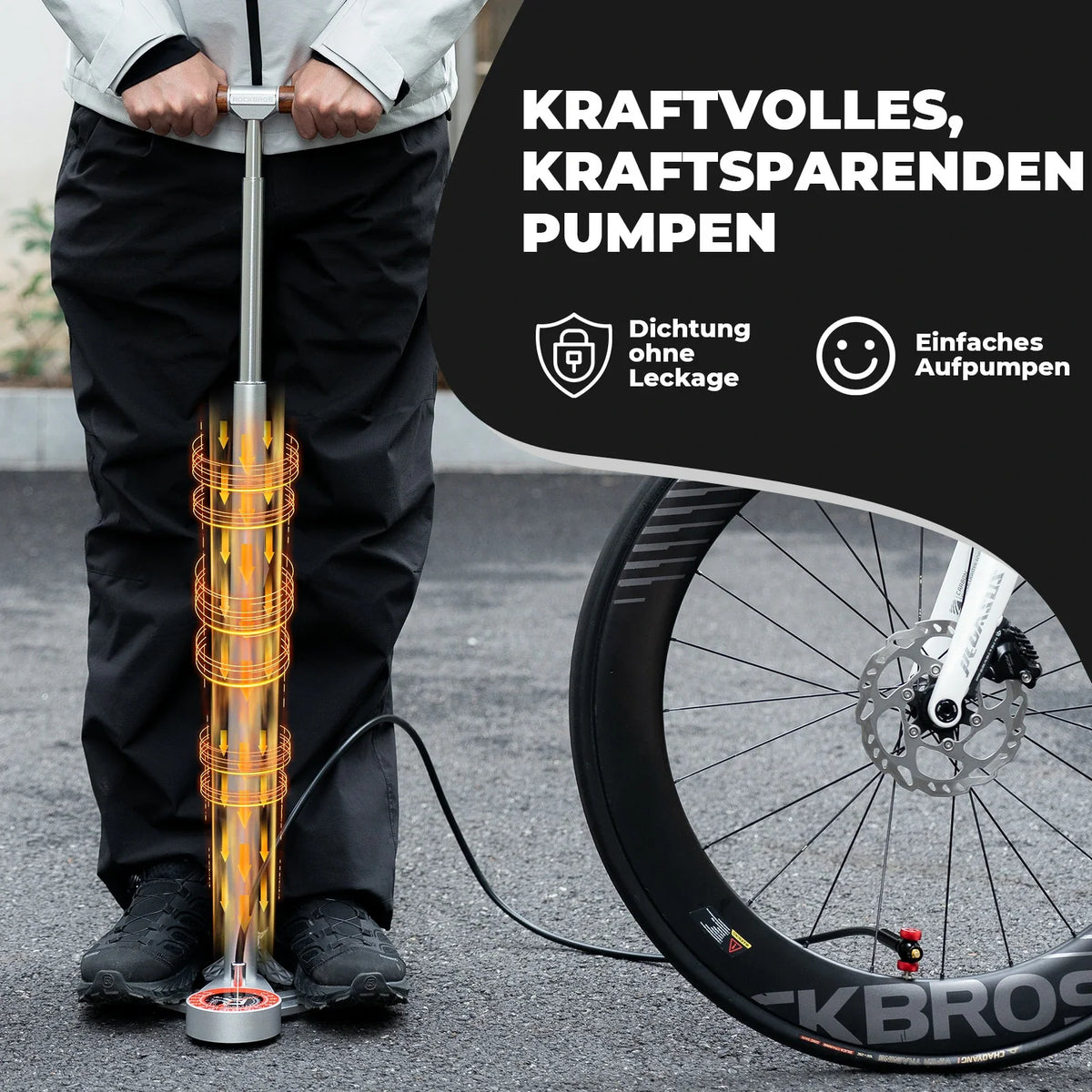 ROCKBROS Standpomp voor fiets 240PSI met manometer