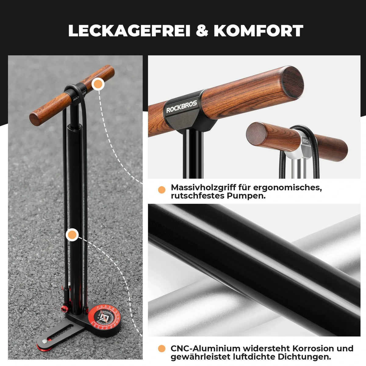 ROCKBROS Standpomp voor fiets 240PSI met manometer
