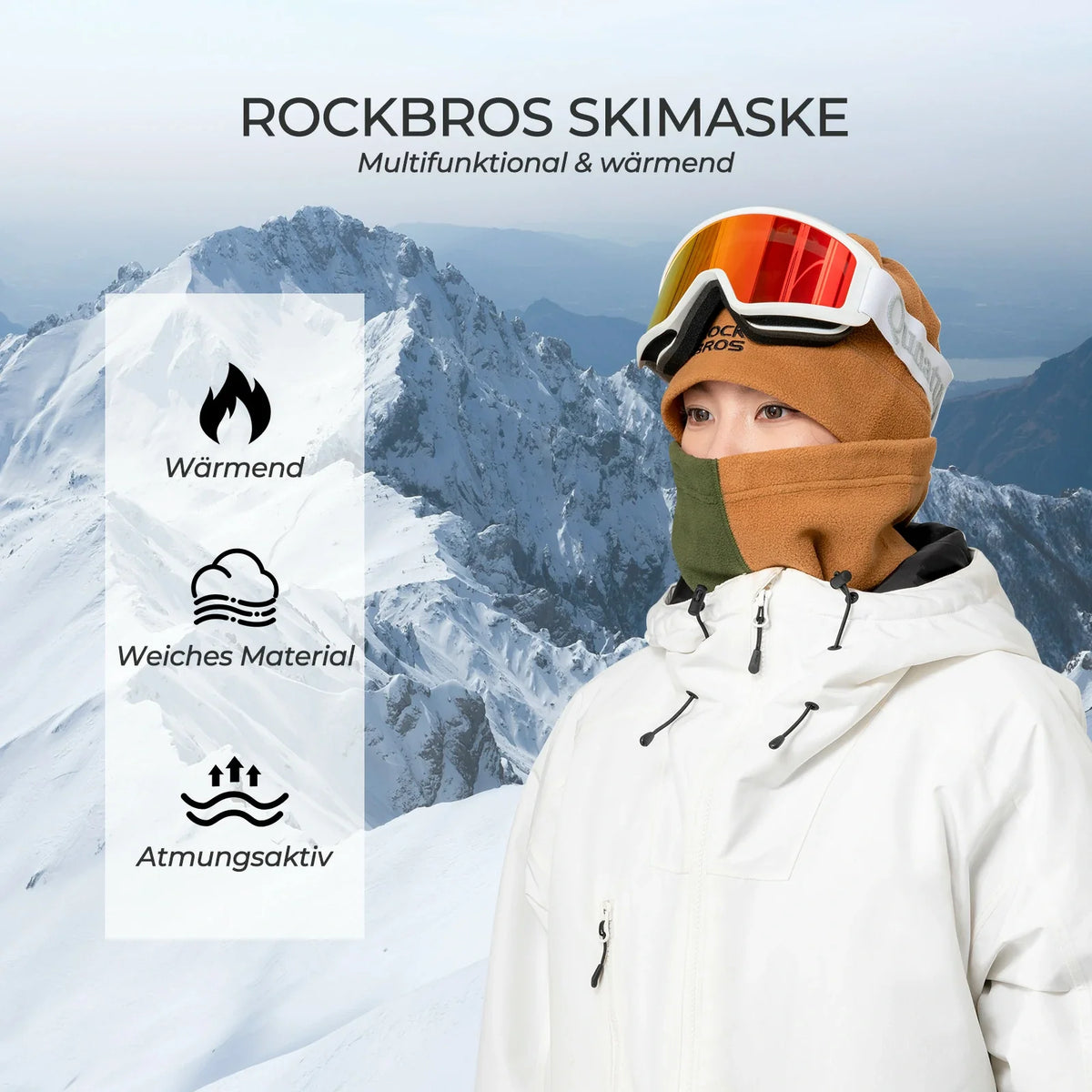ROCKBROS Winter Tuberndoek Fleece Halswarmer, Winddicht Multifunctioniedoek