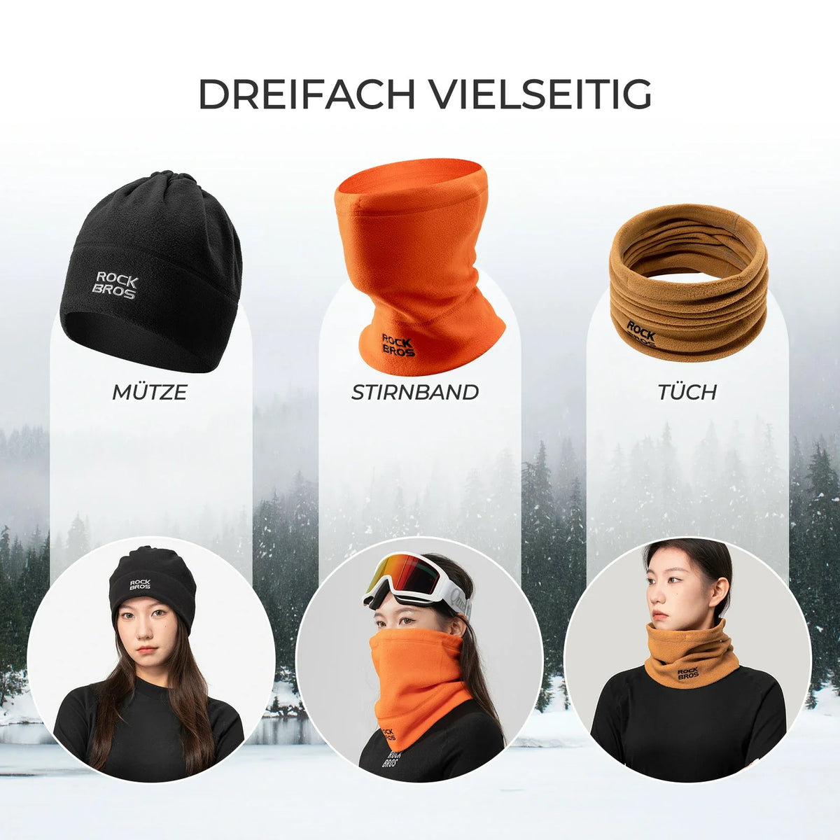 ROCKBROS Winter Tuberndoek Fleece Halswarmer, Winddicht Multifunctioniedoek