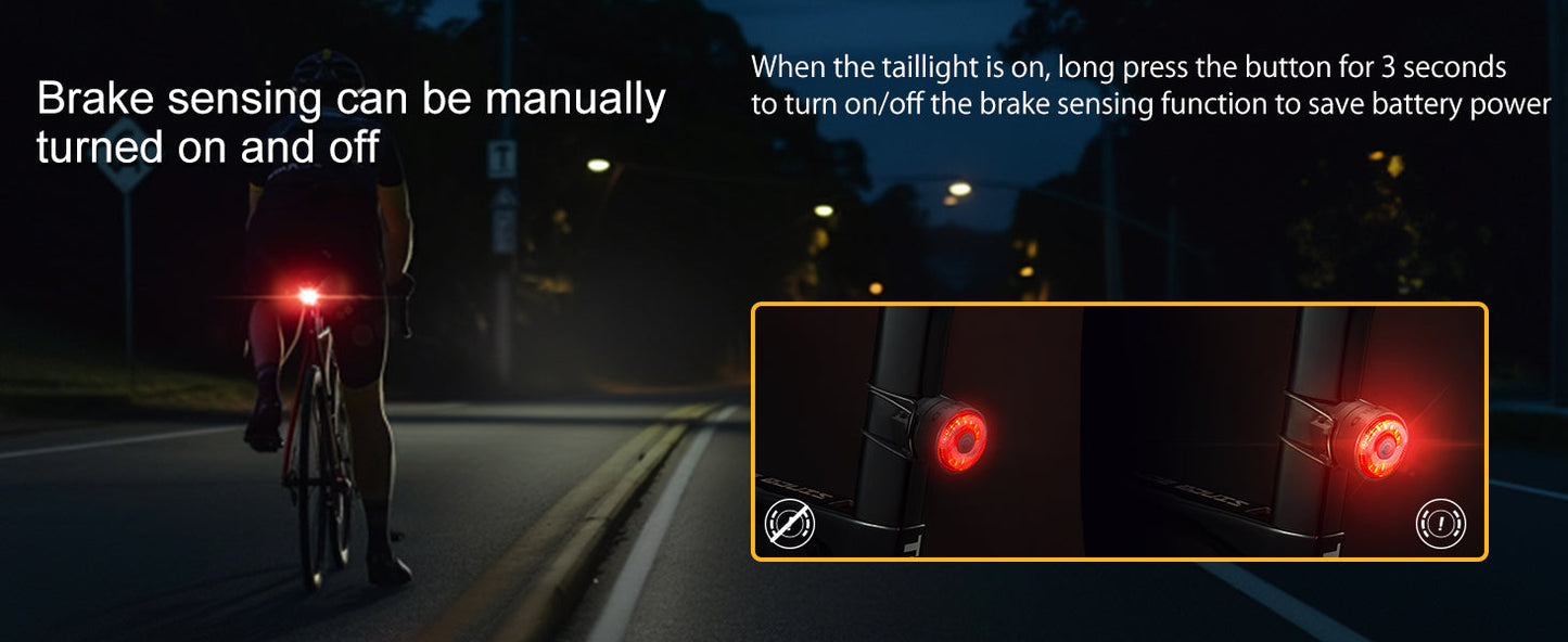 TOWILD TL03 Fietsachterlicht Rem Auto Sensing Fietsachterlicht USB Oplaadbaar achterlicht IPX7 Waterdicht 3 veiligheidsmodi Ultra helder voor nachtelijk rijden