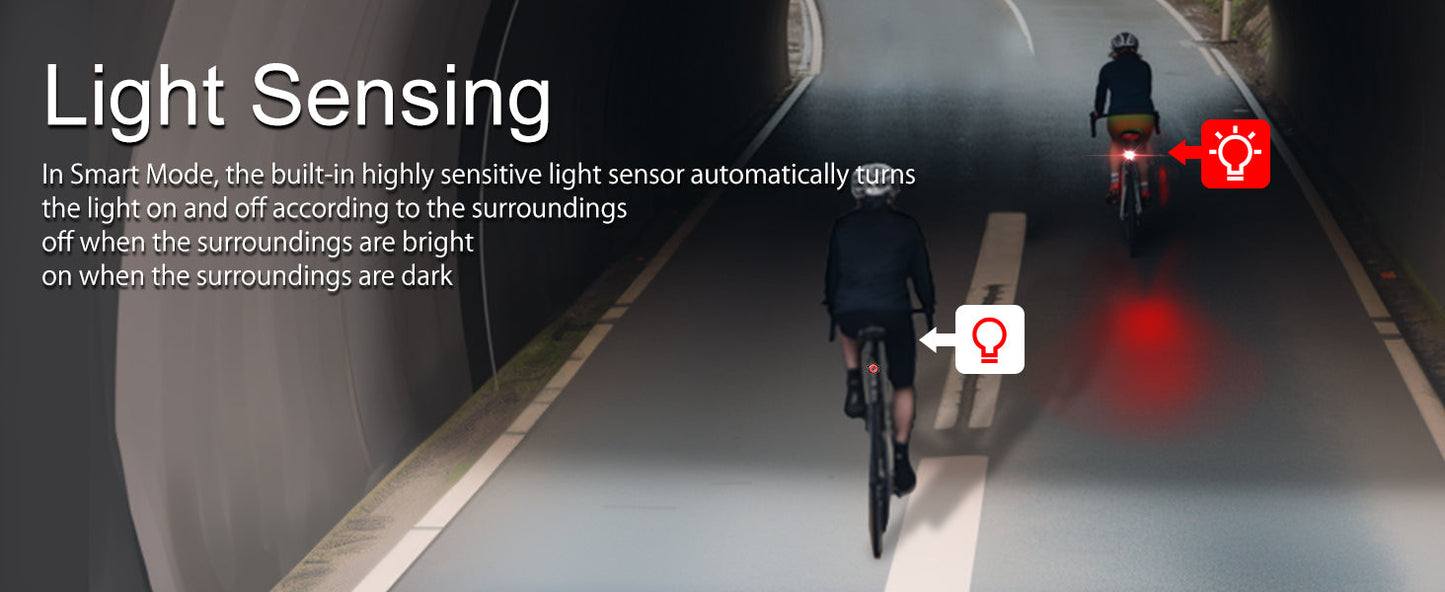 TOWILD TL03 Fietsachterlicht Rem Auto Sensing Fietsachterlicht USB Oplaadbaar achterlicht IPX7 Waterdicht 3 veiligheidsmodi Ultra helder voor nachtelijk rijden