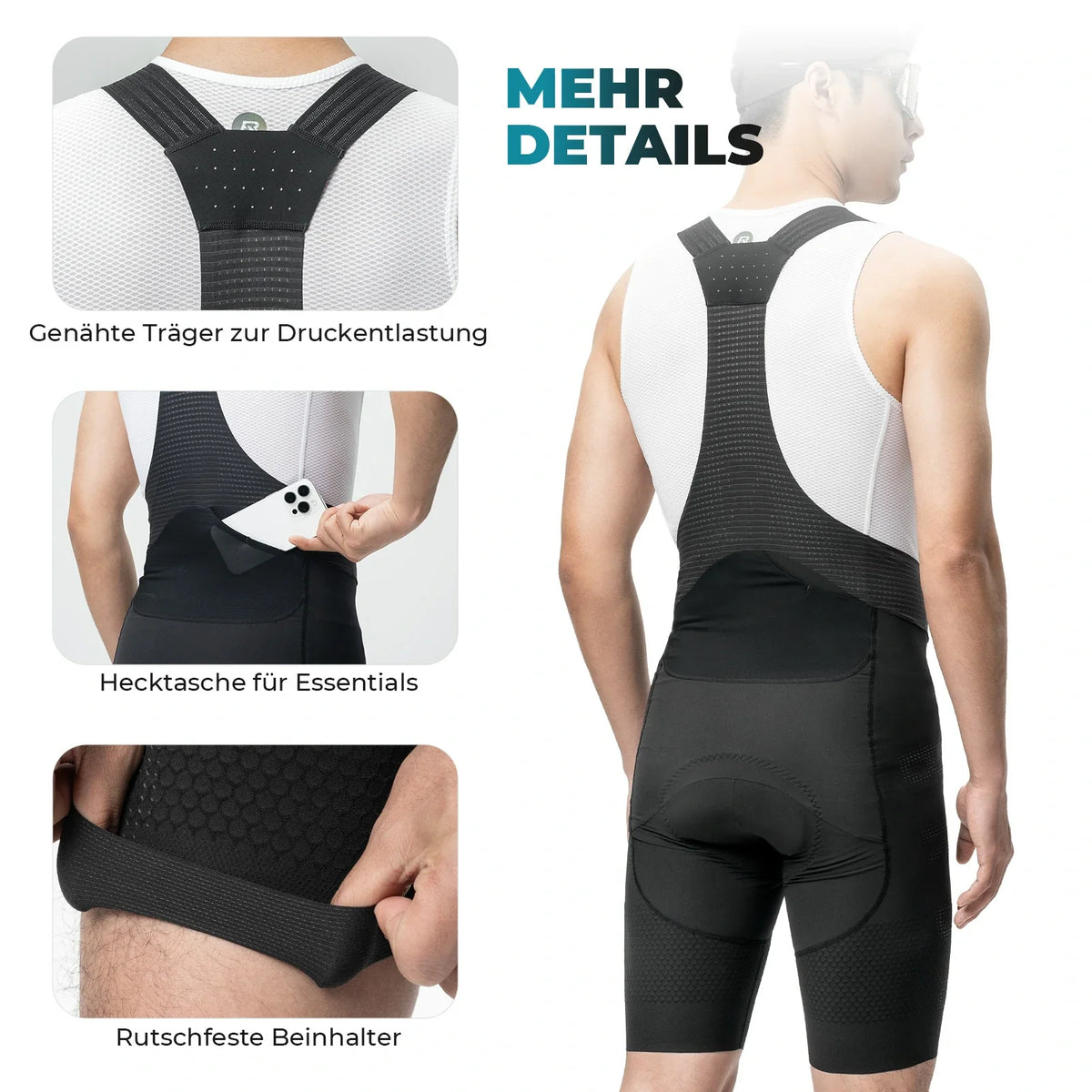 ROCKBROS Fietsherenbroek met riemen met elastisch 4D ergonomisch zitkussen