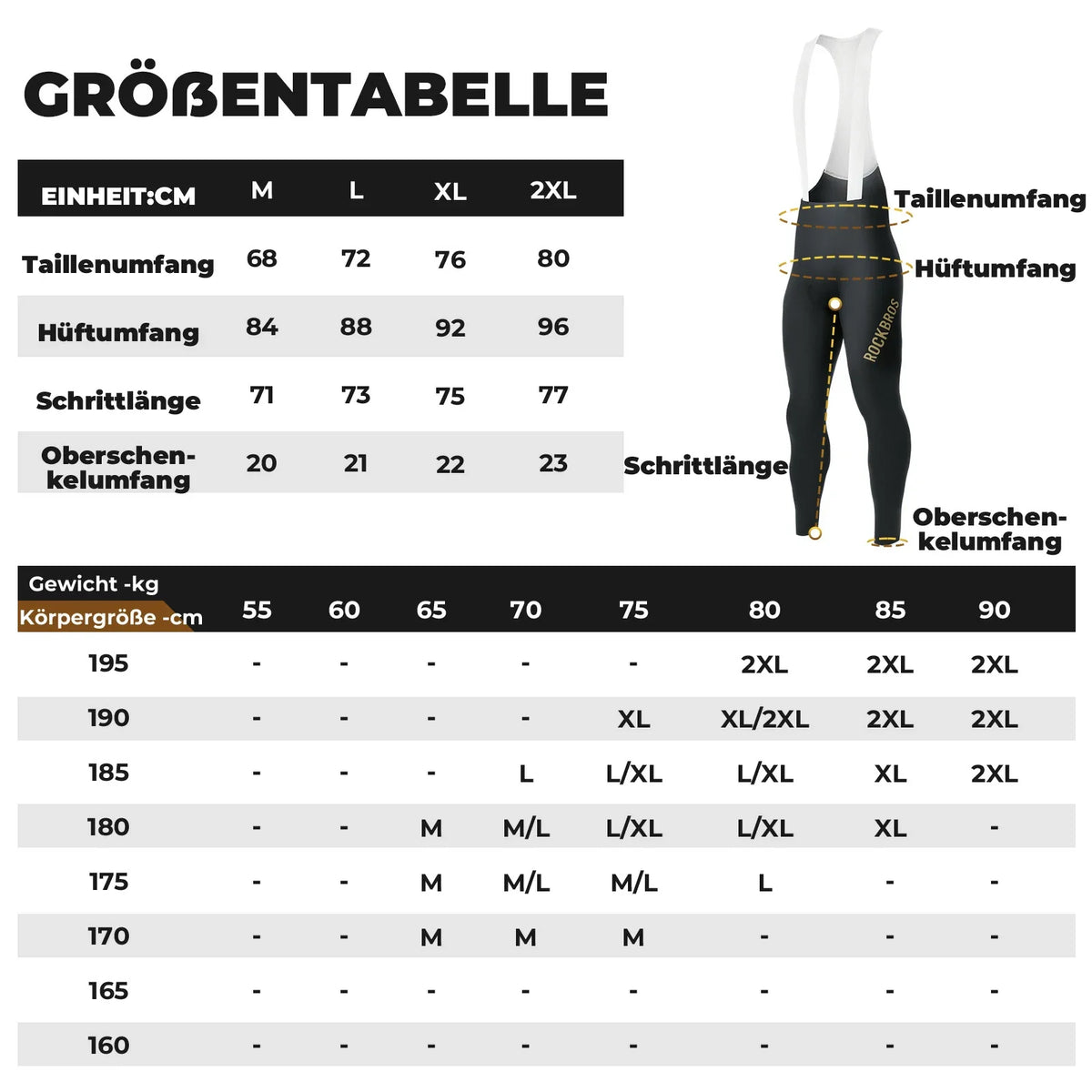 ROCKBROS Fietsbroek met Bretellen Heren Gevoerd, Ademend Snel Droog