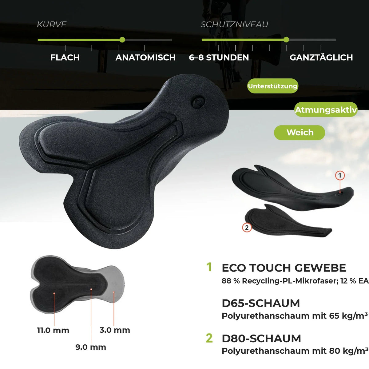 ROCKBROS Bibshort Fietshoes met Zitkussen Heren, Naadloos Ademend