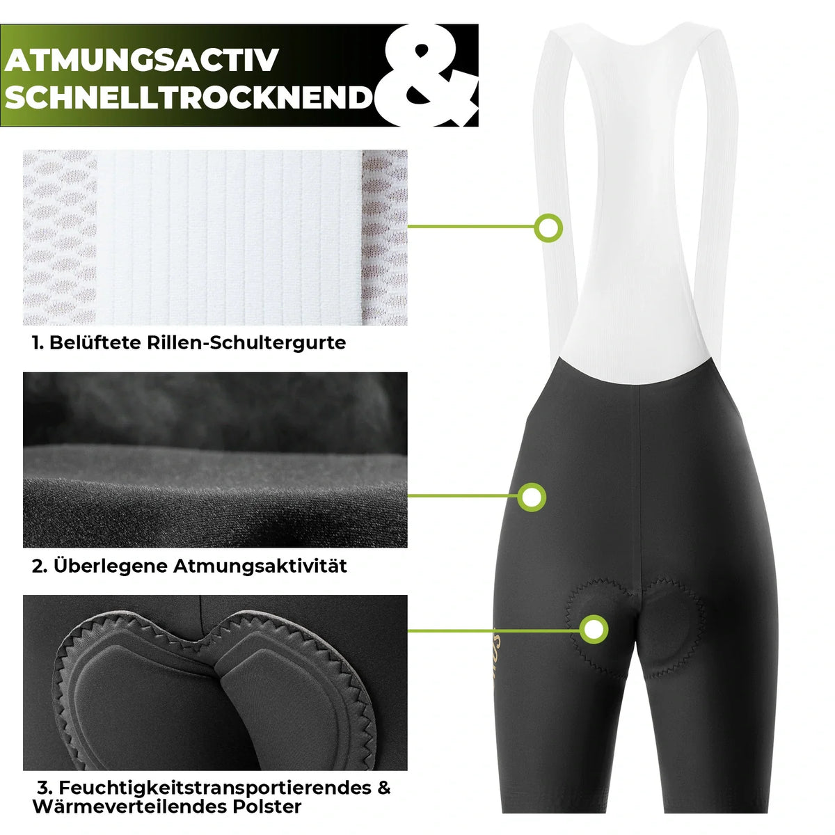 ROCKBROS Bibshort Fietshoes met Zitkussen Heren, Naadloos Ademend