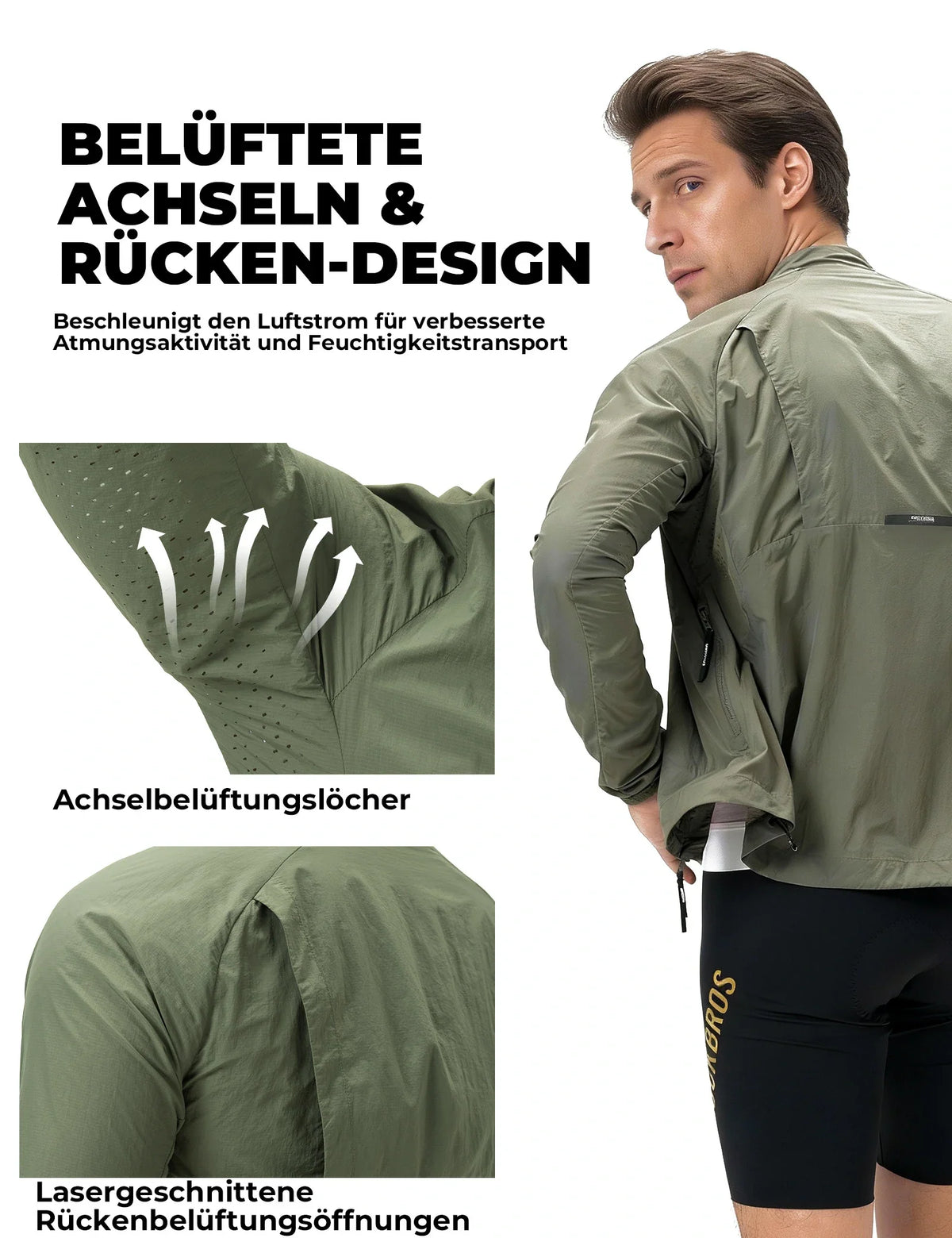 ROCKBROS Winddichte Fietjas, Licht Ademend Snel Droog Windbreaker, Opvouwbaar
