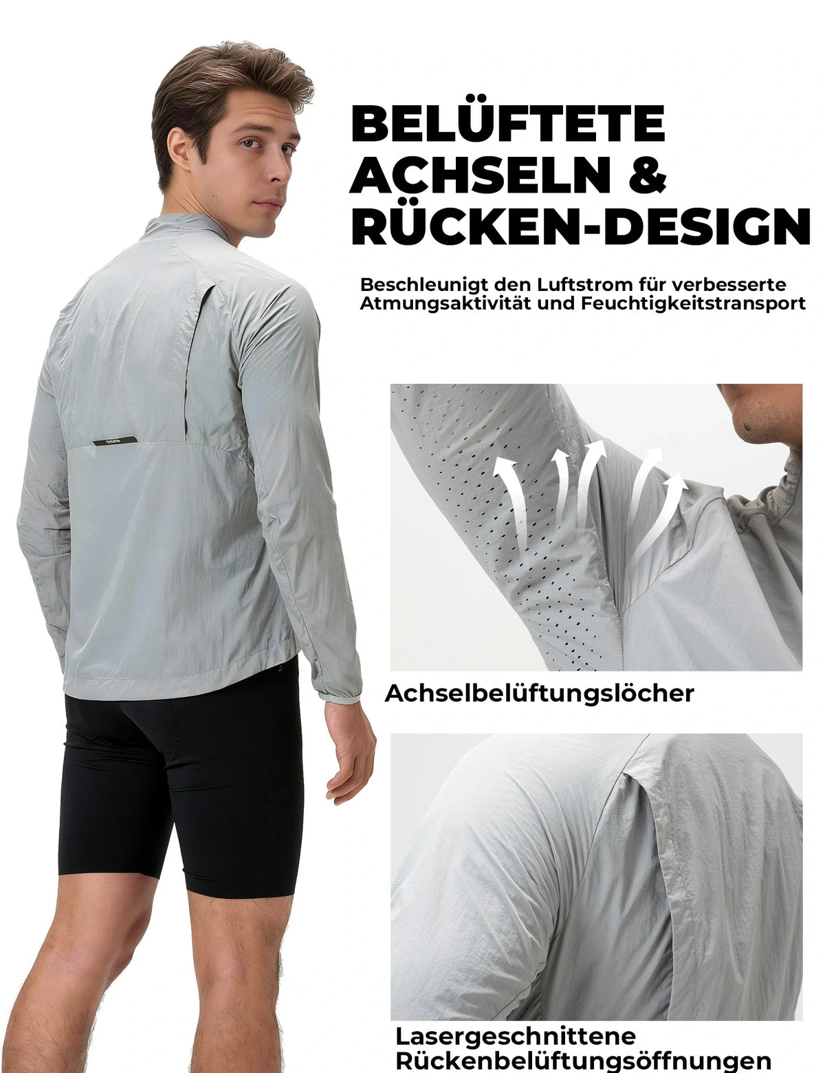 ROCKBROS Winddichte Fietjas, Licht Ademend Snel Droog Windbreaker, Opvouwbaar
