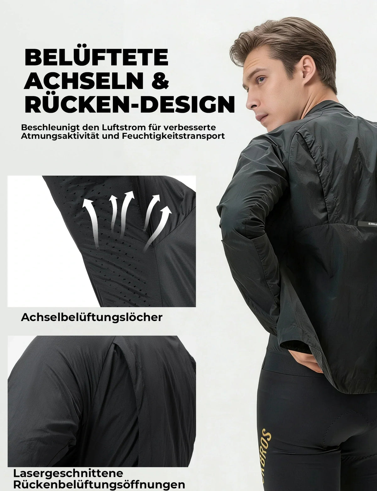 ROCKBROS Winddichte Fietjas, Licht Ademend Snel Droog Windbreaker, Opvouwbaar