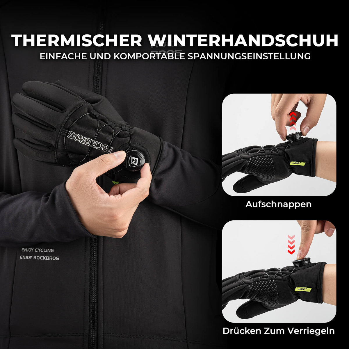ROCKBROS Winter Fietshandschoenen Touchscreen - Thermisch gevoerd & Reflex