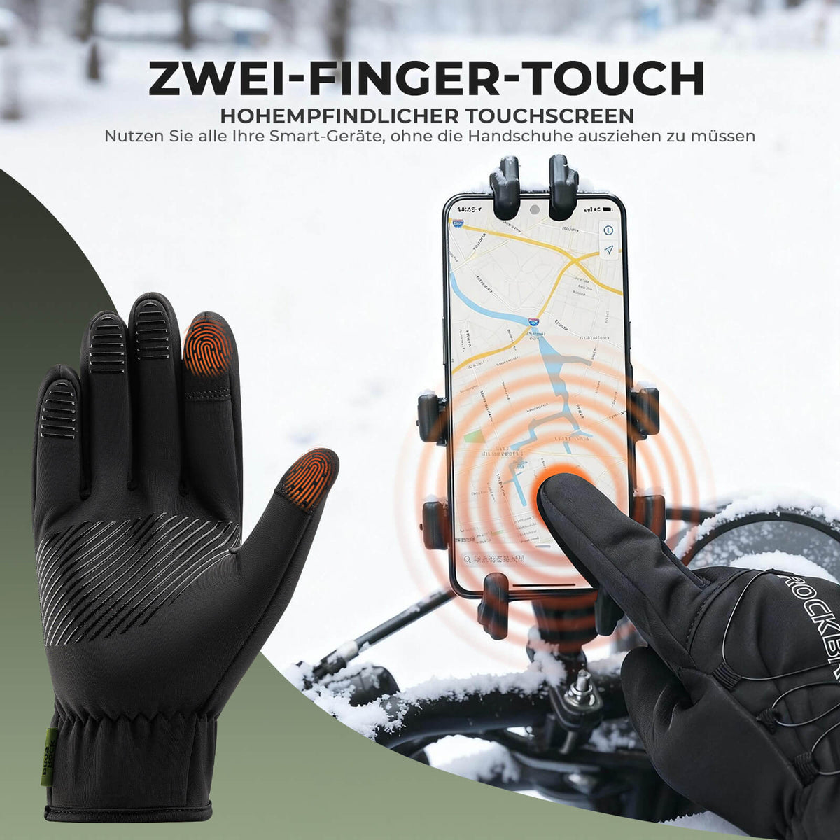 ROCKBROS Winter Fietshandschoenen Touchscreen - Thermisch gevoerd & Reflex