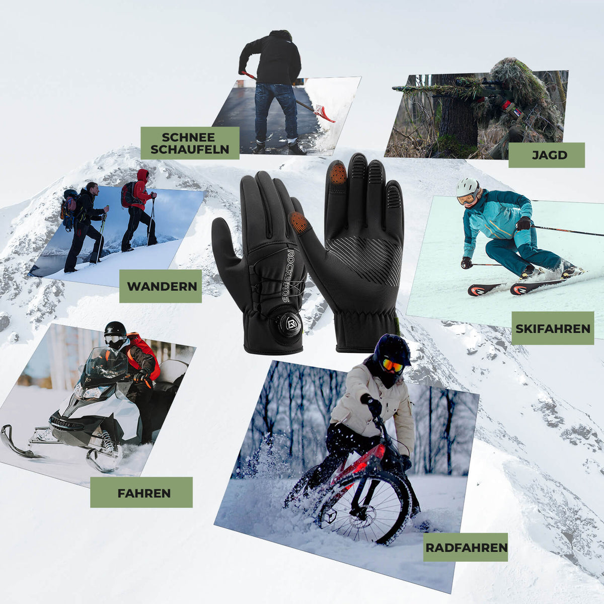 ROCKBROS Winter Fietshandschoenen Touchscreen - Thermisch gevoerd & Reflex