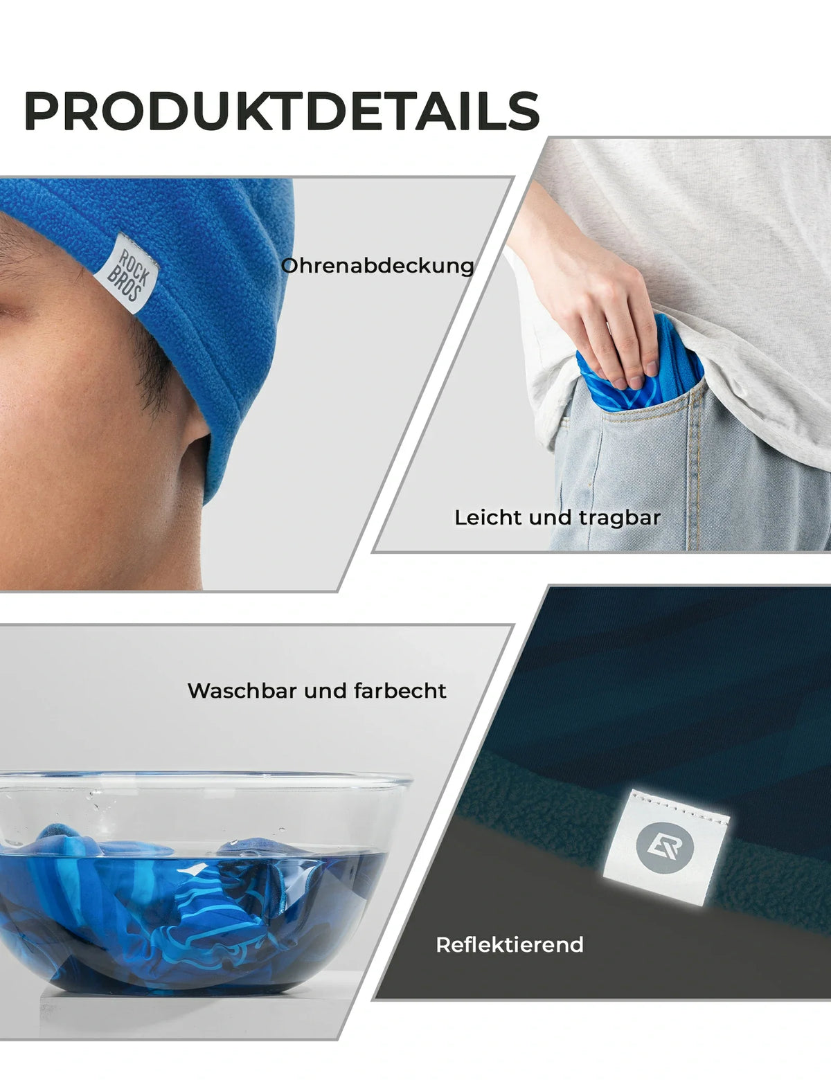 ROCKBROS Keerbare thermo-muts (2-in-1) wintermuts met oorbescherming