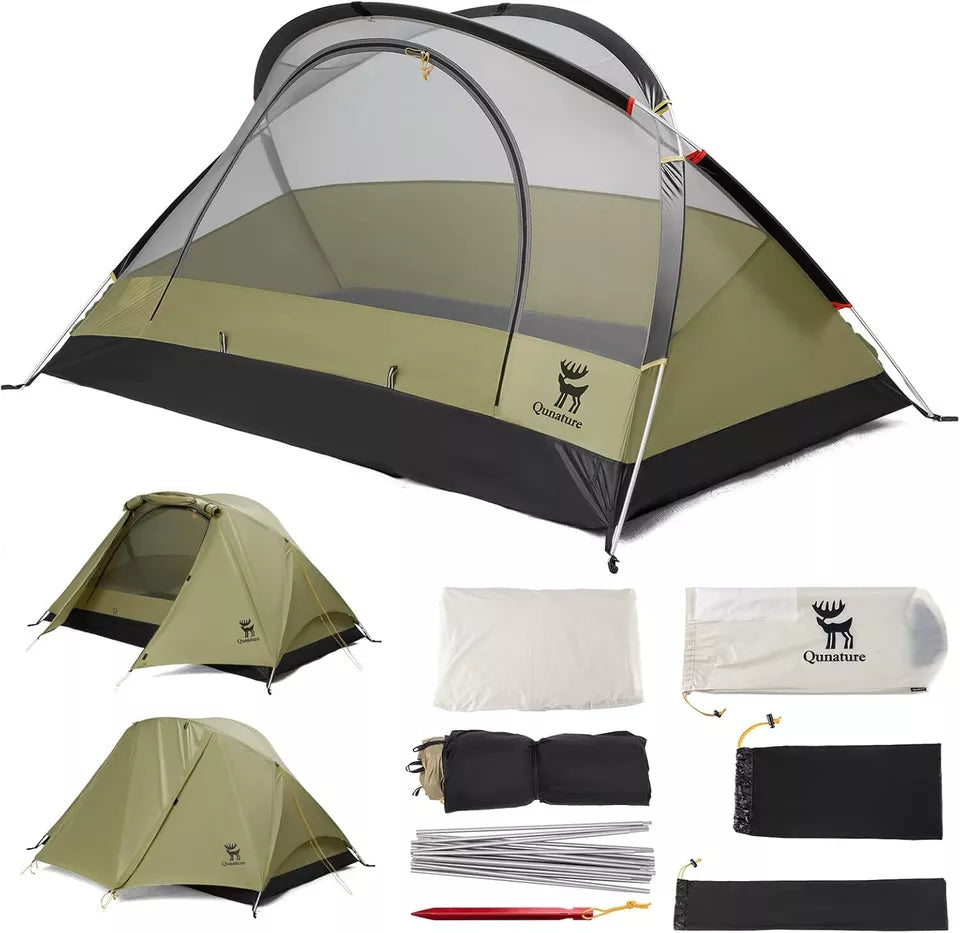 Qunature kampeertent voor 2 personen, rugzaktent, waterdichte tent met X-structuur