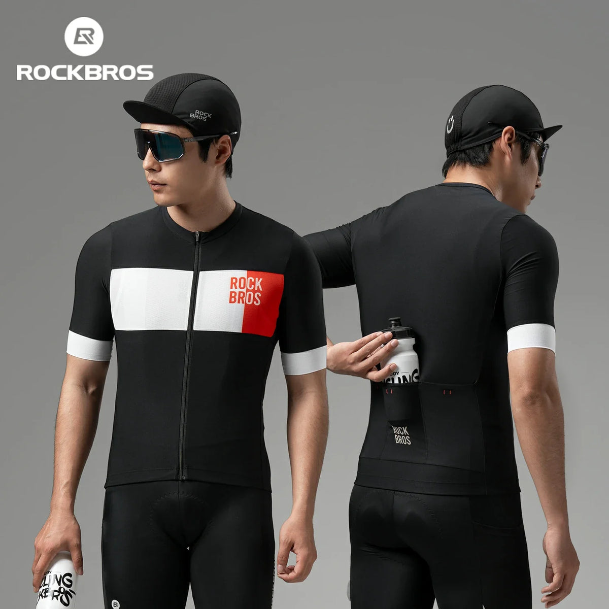 ROCKBROS Heren Fietstrui Korte Mouw in Colorblock-Design