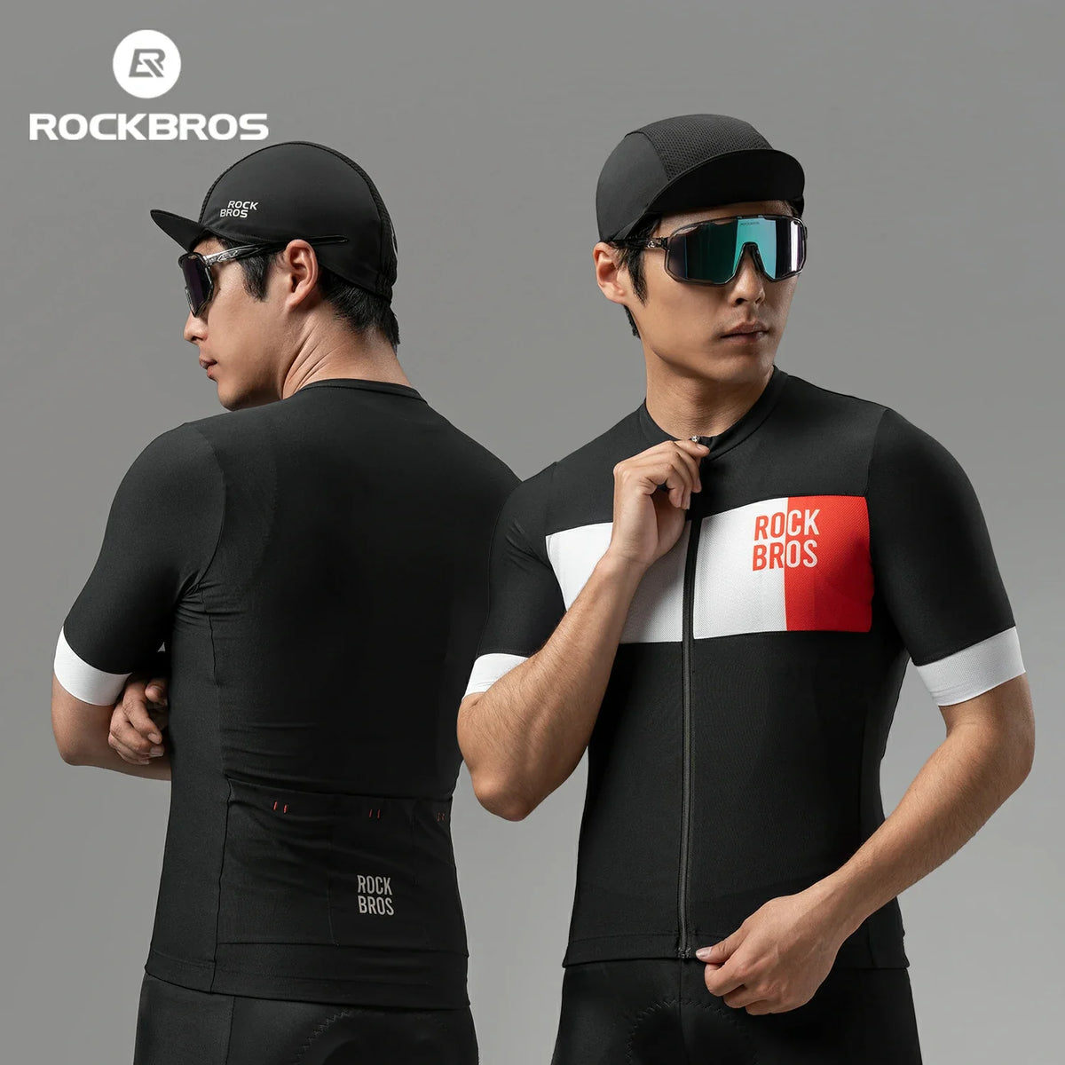 ROCKBROS Heren Fietstrui Korte Mouw in Colorblock-Design