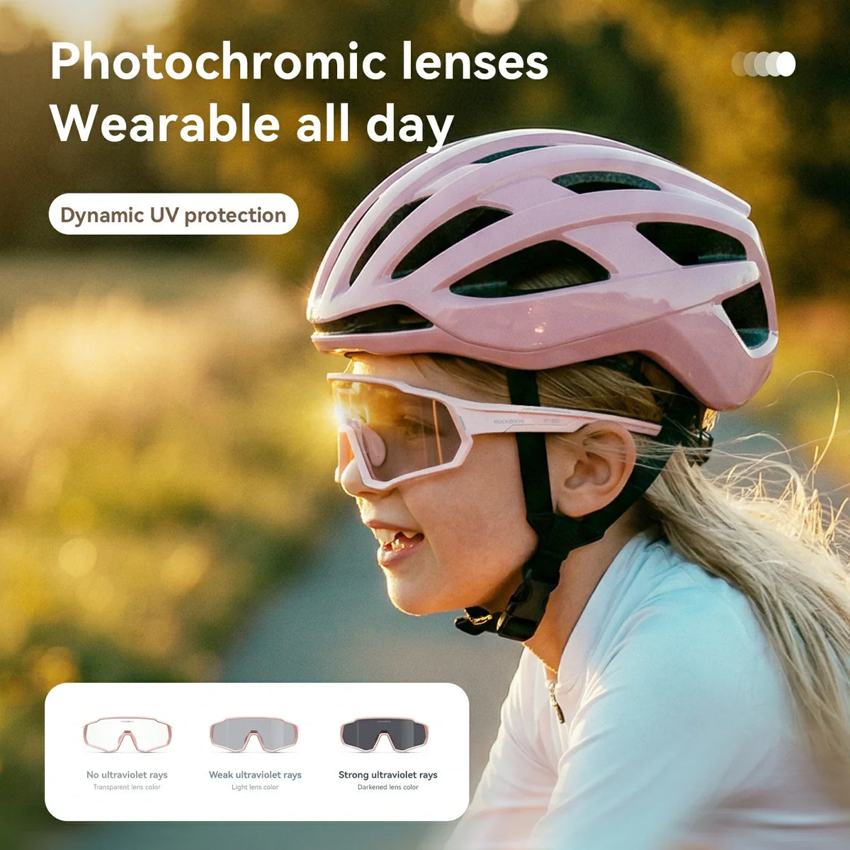 ROCKBROS Kinder Zonnebril voor de Fiets - Gepolariseerd/Fotochromatisch met UV400 Bescherming