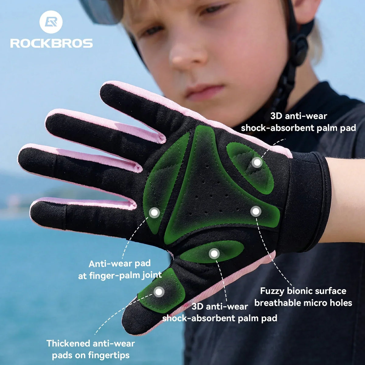 ROCKBROS Kinder fietshandschoenen met hele vingers en Hard Shell bescherming