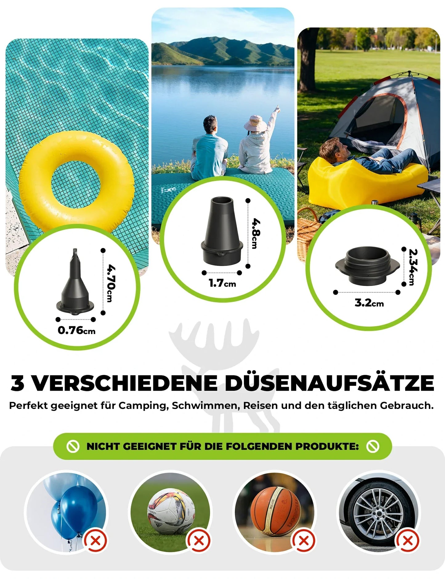 Elektrische luchtpomp 2-in-1, oppompen en leeglaten, 2000 mAh oplaadbare Quantum-batterij