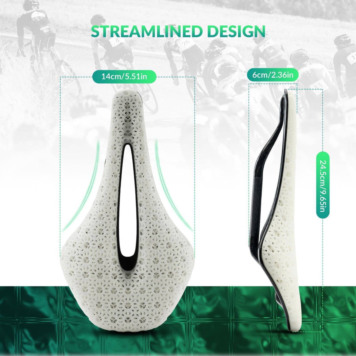 3D-geprint carbon racefietszadel, ultralicht, schokabsorberend, ergonomisch, ROCKBROS