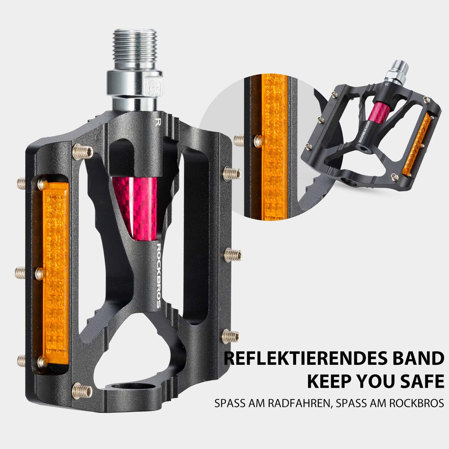 Aluminium fietspedalen 9/16 inch met twee PVC reflectoren ROCKBROS