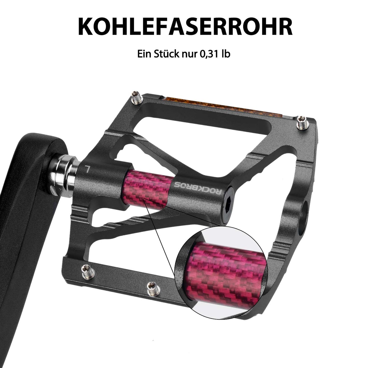 Aluminium fietspedalen 9/16 inch met twee PVC reflectoren ROCKBROS