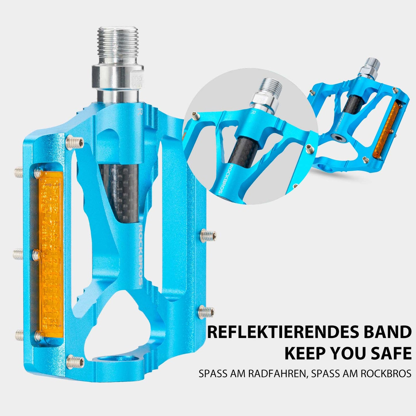 Aluminium fietspedalen 9/16 inch met twee PVC reflectoren ROCKBROS