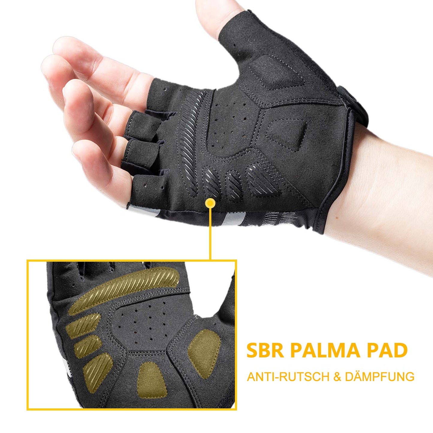 Antislip motorhandschoenen met reflecterende halve vingers, maten S-XXL, ROCKBROS